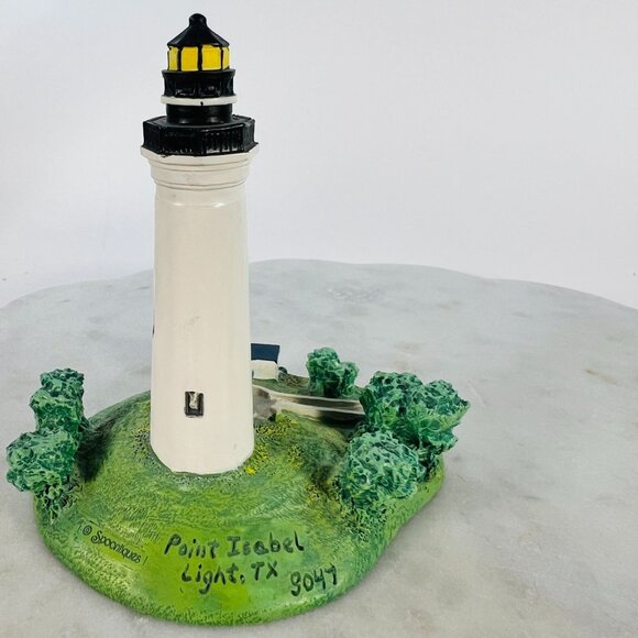 Vtg Point Isabel Light TX 9047 Lighthouse Figurine By Spoontiques Collectible 4" - Picture 1 of 6